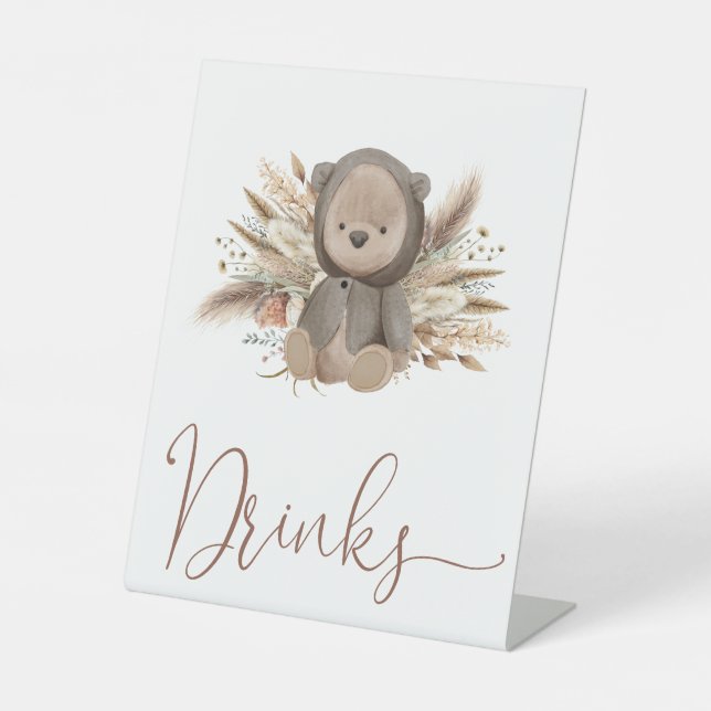 Signe De Table Boho Bear Baby shower Boissons (Recto)