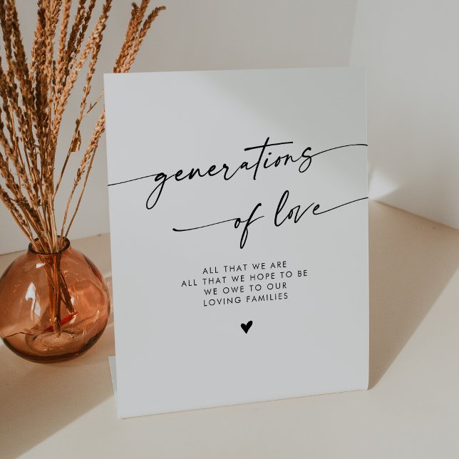 Signe De Table Boho Black and White Generation of Love Mariage (Boho Black and White Generations of Love Wedding Pedestal Sign)