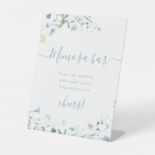 Signe De Table Boho Blue Fleur sauvage script Fête des mariées Mi