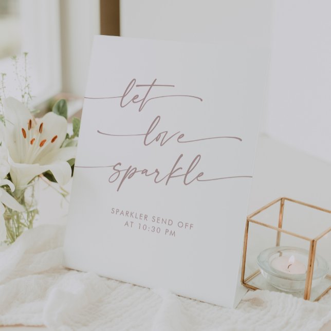 Signe De Table Boho Blush Pink Sparkler Envoyer Mariage (Boho Blush Pink Sparkler Send Off Wedding Pedestal Sign)