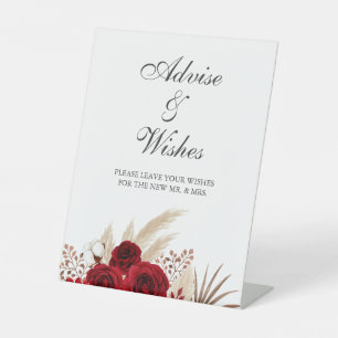 Signe De Table Boho Bourgogne Rose Pampas Grass Wings