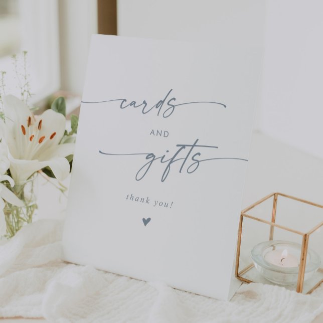 Signe De Table Boho Chic Ardoise Bleu Mariage Cartes et Cadeaux (Créateur téléchargé)
