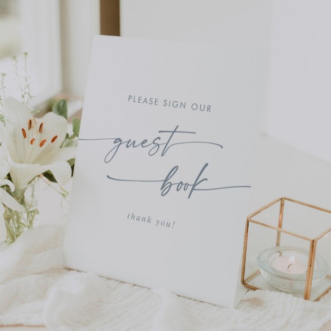 Signe De Table Boho Chic Ardoise Bleu Mariage livre d'hôtes (Créateur téléchargé)