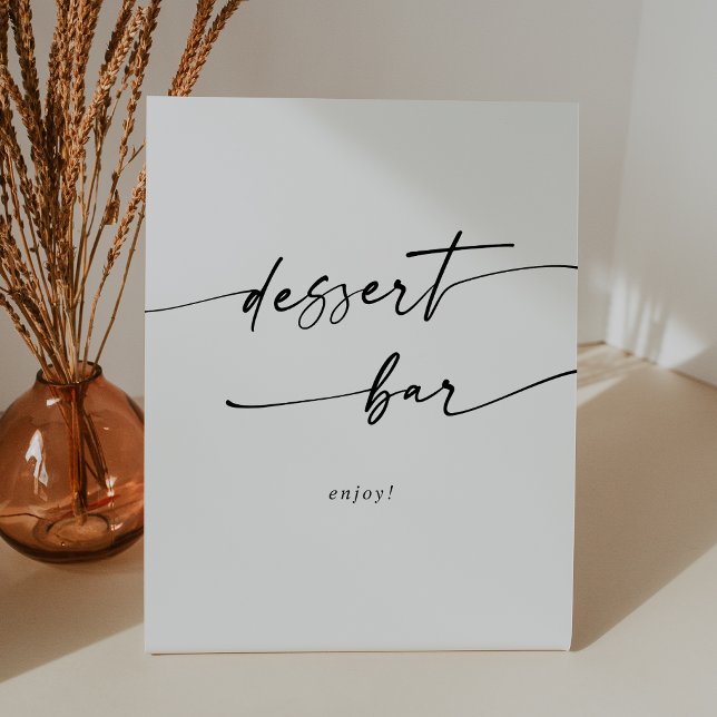 Signe De Table Boho Chic Black and White Dessert Bar Mariage (Boho Chic Black and White Dessert Bar Wedding Pedestal Sign)