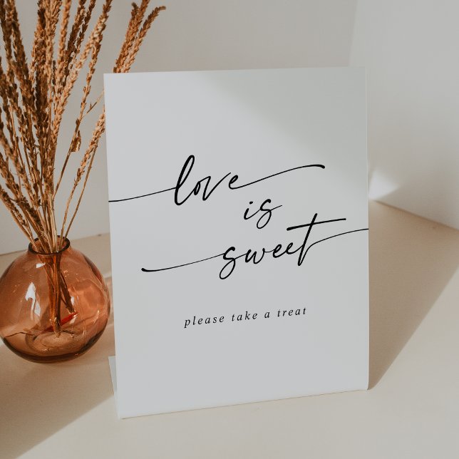 Signe De Table Boho Chic Black and White Love Is Sweet Mariage (Boho Chic Black and White Love Is Sweet Wedding Pedestal Sign)