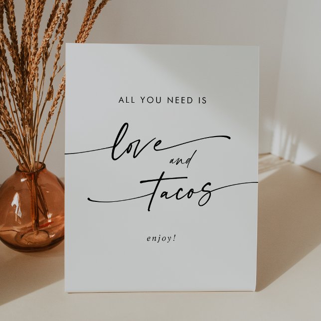 Signe De Table Boho Chic Black and White Love Taco Bar Mariage (Boho Chic Black and White Love Taco Bar Wedding Pedestal Sign)