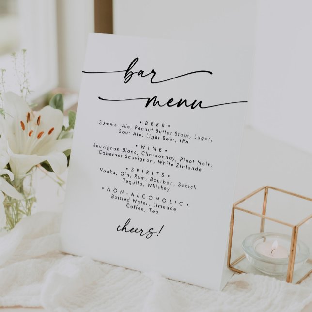 Signe De Table Boho Chic Black and White Mariage Bar (Créateur téléchargé)