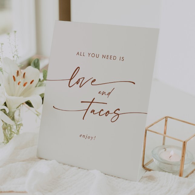 Signe De Table Boho Chic Bohemian Cream Love Taco Bar Mariage (Boho Chic Bohemian Cream Love Taco Bar Wedding Pedestal Sign)