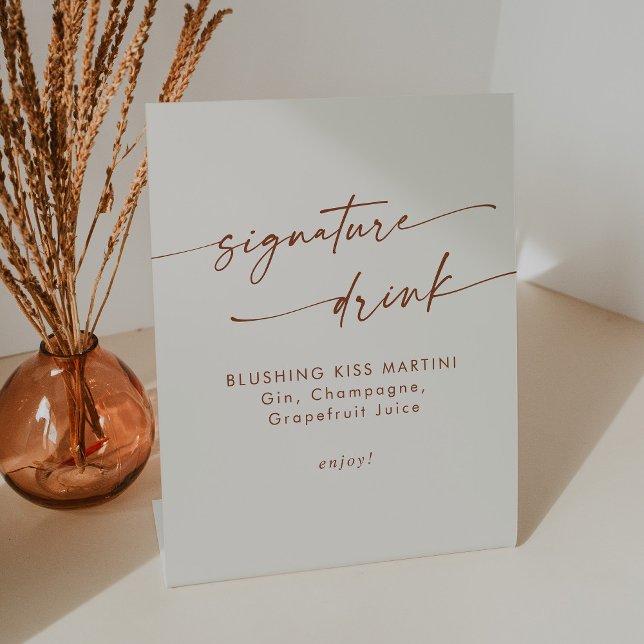 Signe De Table Boho Chic Bohemian Cream Mariage Signature Boisson (Créateur téléchargé)