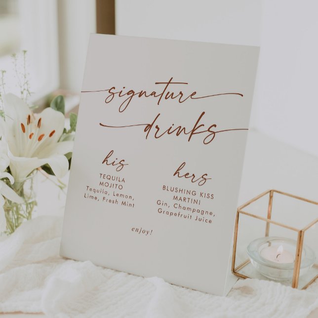 Signe De Table Boho Chic Bohemian Cream Mariage Signature Boisson (Créateur téléchargé)