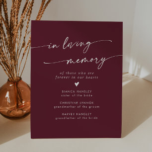 Signe De Table Boho Chic Bourgogne Mariage rouge dans la mémoire
