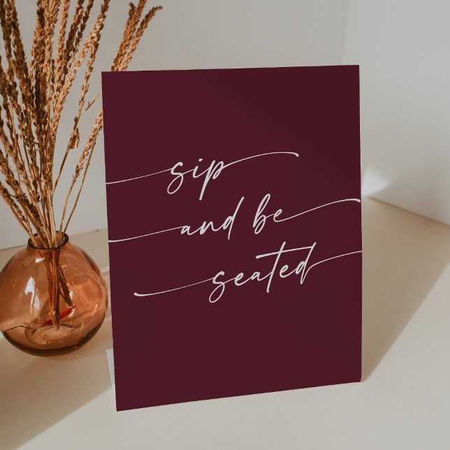Signe De Table Boho Chic Bourgogne Rouge Sip Be Seed Mariage (Créateur téléchargé)
