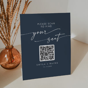 Signe De Table Boho Chic Dark Navy Bleu Seigneurs Graphique QR Co