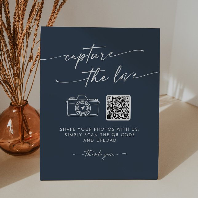 Signe De Table Boho Chic Dark Navy Blue Capturez le Mariage d'amo (Créateur téléchargé)