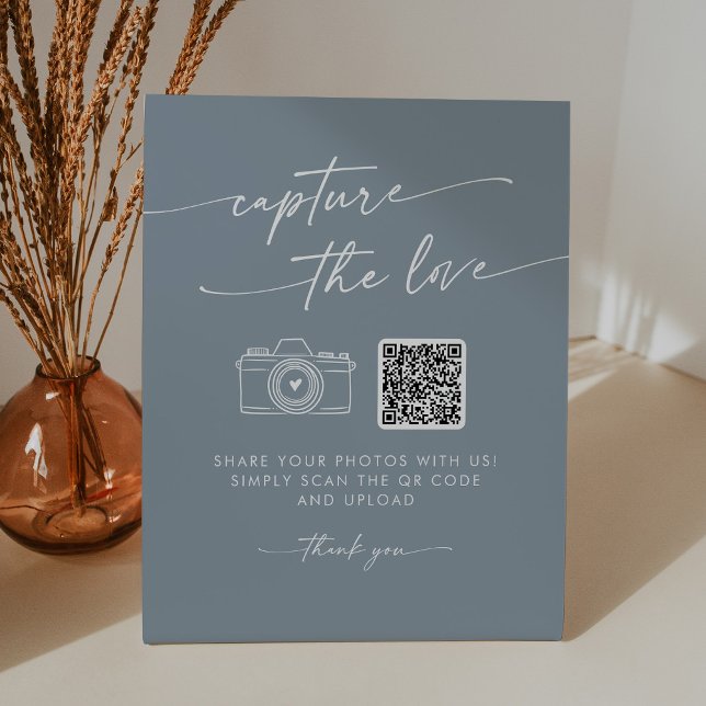 Signe De Table Boho Chic Dusty Blue Capturez le Mariage d'amour (Créateur téléchargé)