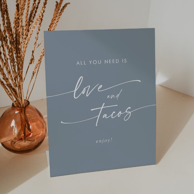 Signe De Table Boho Chic Dusty Blue Love Taco Bar Mariage (Boho Chic Dusty Blue Love Taco Bar Wedding Pedestal Sign)