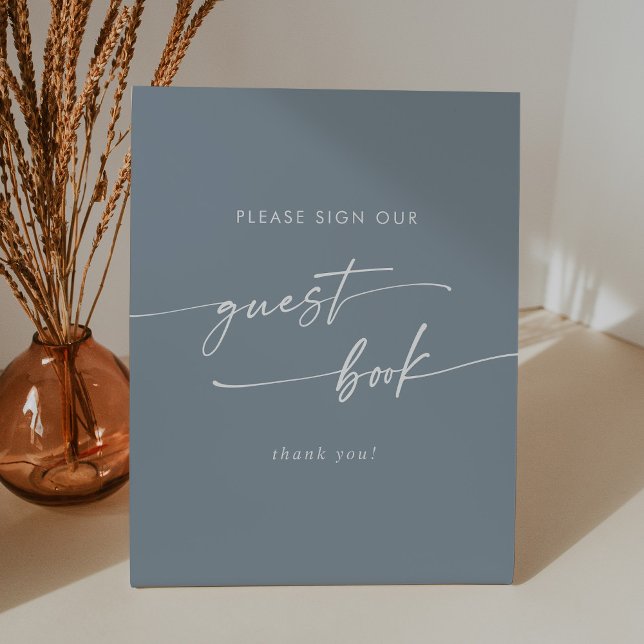Signe De Table Boho Chic Dusty Blue Mariage livre d'hôtes (Créateur téléchargé)