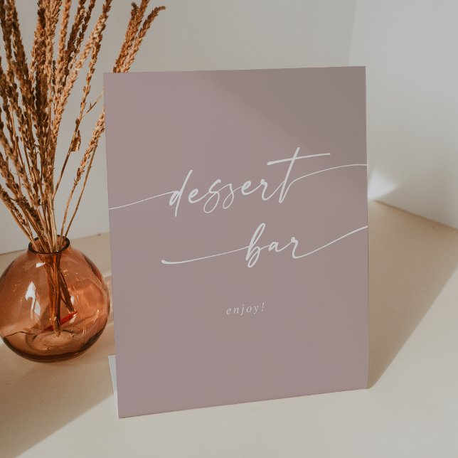 Signe De Table Boho Chic Dusty Rose Rose Dessert Bar Mariage (Boho Chic Dusty Rose Pink Dessert Bar Wedding Pedestal Sign)