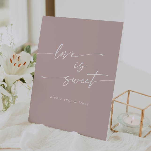 Signe De Table Boho Chic Dusty Rose Rose Love Is Sweet Mariage (Boho Chic Dusty Rose Pink Love Is Sweet Wedding Pedestal Sign)