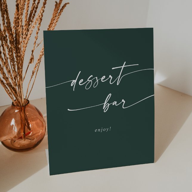 Signe De Table Boho Chic Emerald Green Dessert Bar Mariage (Boho Chic Emerald Green Dessert Bar Wedding Pedestal Sign)