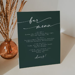 Signe De Table Boho Chic Emerald Green Mariage Bar