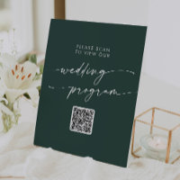Boho Chic Emerald Green QR Code Wedding Programme