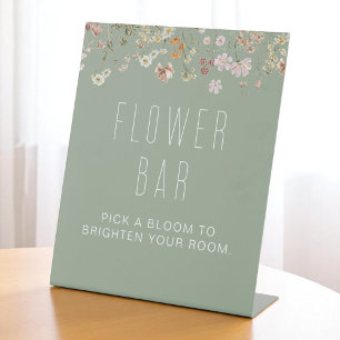 Signe De Table Boho Chic Fleur sauvage Baby shower Bar Flower