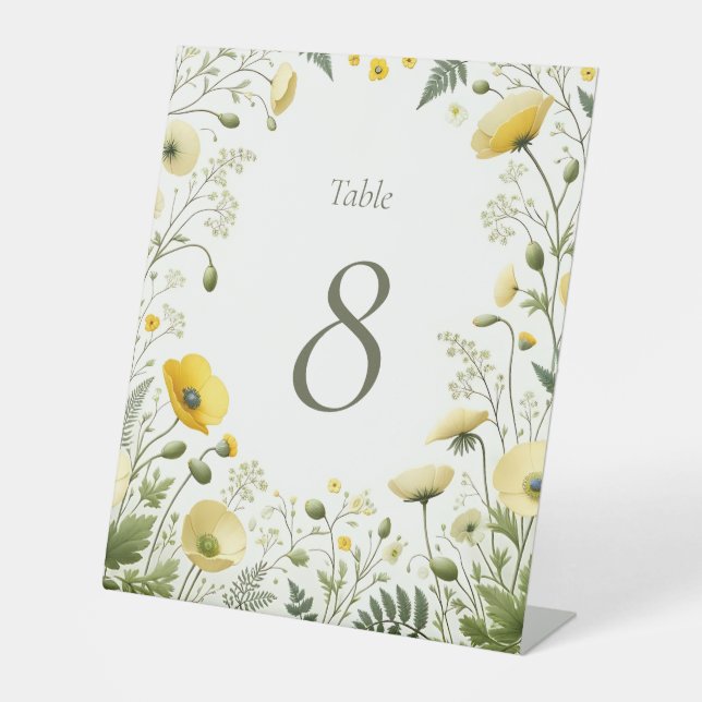 Signe De Table Boho Chic Fleur sauvage Numéro de table Signal (Recto)