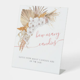 Signe De Table Boho Chic Floral Baby shower Combien de bonbons