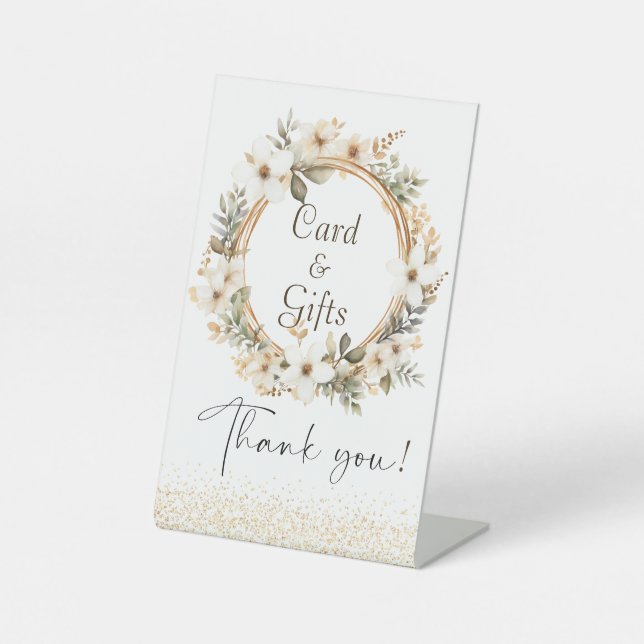 Signe De Table Boho Chic Floral Girls Baptême (Recto)