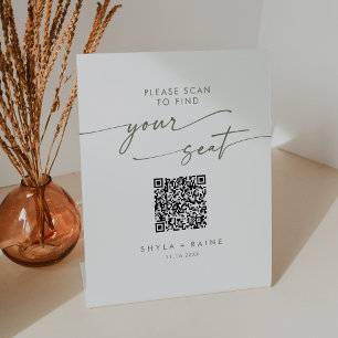 Signe De Table Boho Chic Green and White Seing Chart QR Code