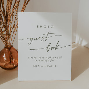 Signe De Table Boho Chic Green et White Photo Mariage du livre d'