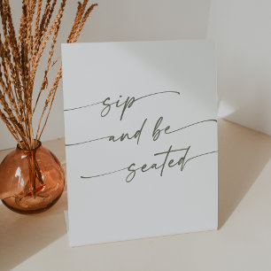 Signe De Table Boho Chic Green et White Sip Be Seed Mariage