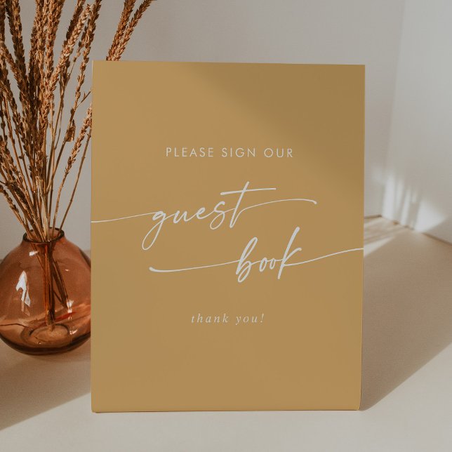 Signe De Table Boho Chic Jaune Marigold Mariage livre d'hôtes (Créateur téléchargé)