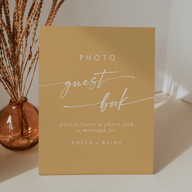 Signe De Table Boho Chic Jaune Marigold Photo Mariage du livre d' (Créateur téléchargé)