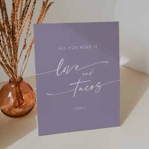 Signe De Table Boho Chic Lavender Purple Love Taco Bar Mariage