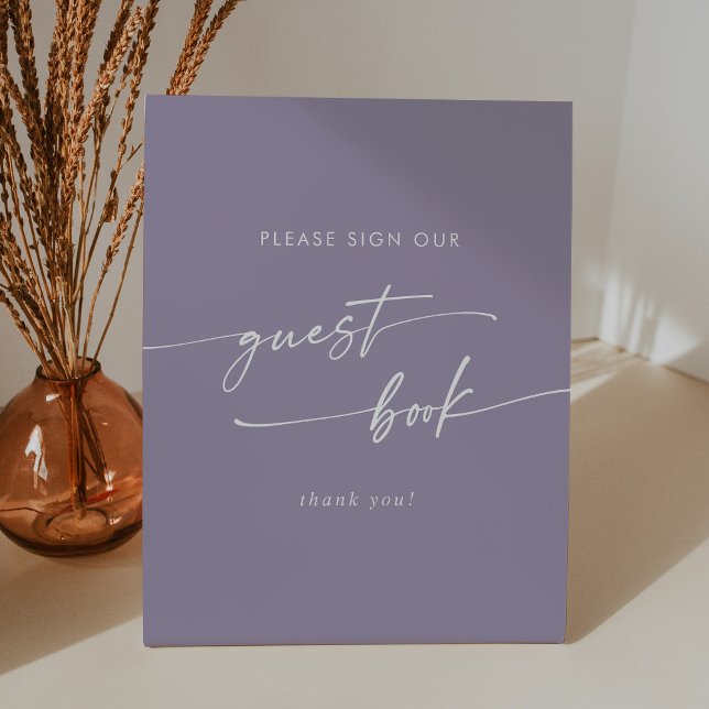 Signe De Table Boho Chic Lavender Purple Mariage Livre d'invité (Créateur téléchargé)