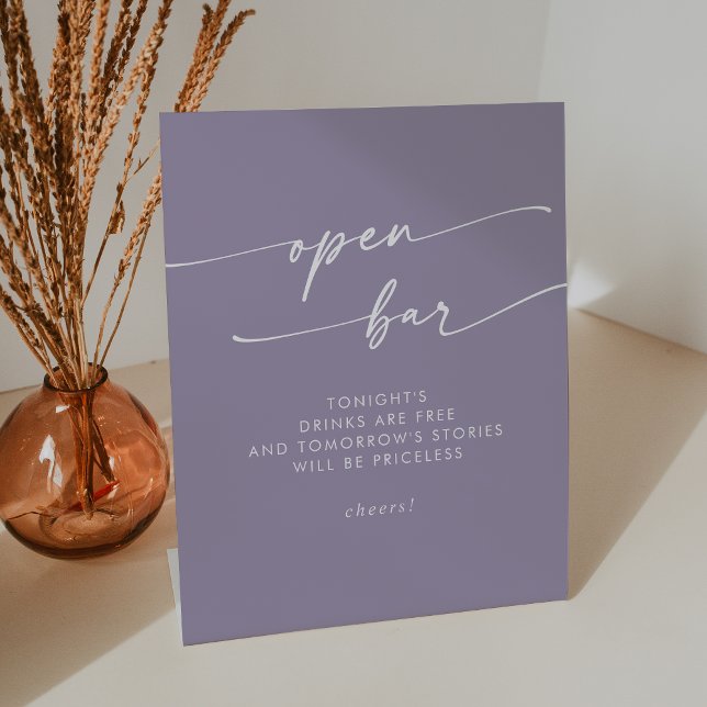 Signe De Table Boho Chic Lavender Purple Open Bar Mariage (Boho Chic Lavender Purple Open Bar Wedding Pedestal Sign)