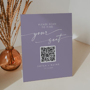 Signe De Table Boho Chic Lavender Purple Siège Graphique QR Code