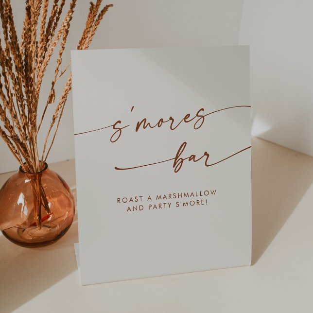 Signe De Table Boho Chic moderne Bohemian Cream Smores Mariage (Boho Chic Modern Bohemian Cream Smores Wedding Pedestal Sign)
