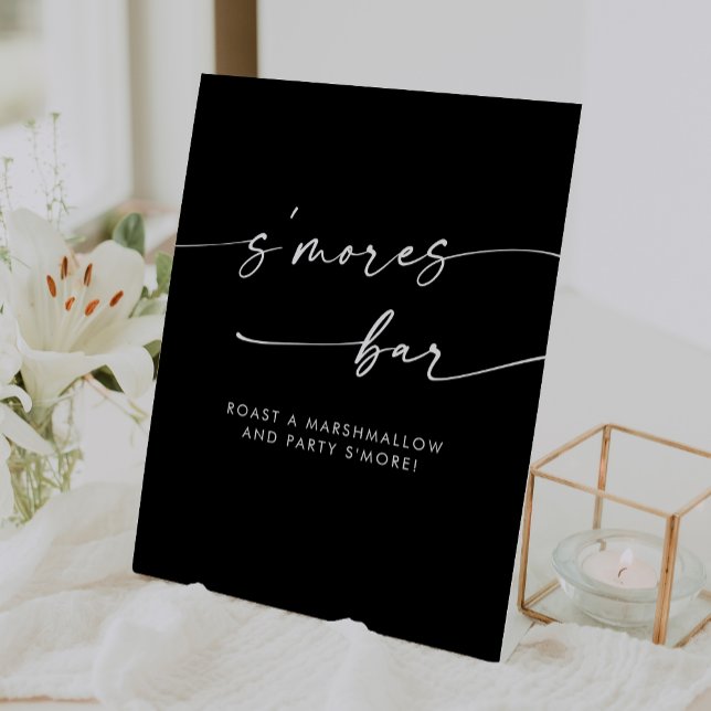 Signe De Table Boho Chic Moderne COULEUR Mariage ÉDITABLE Smores (Boho Chic Modern COLOR EDITABLE Smores Wedding Pedestal Sign)