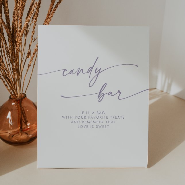 Signe De Table Boho Chic moderne Dusty Purple Bar Mariage (Boho Chic Modern Dusty Purple Candy Bar Wedding Pedestal Sign)