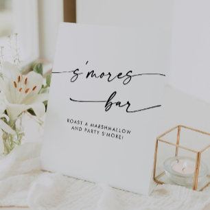 Signe De Table Boho Chic moderne Noir et Blanc Mariage Smores