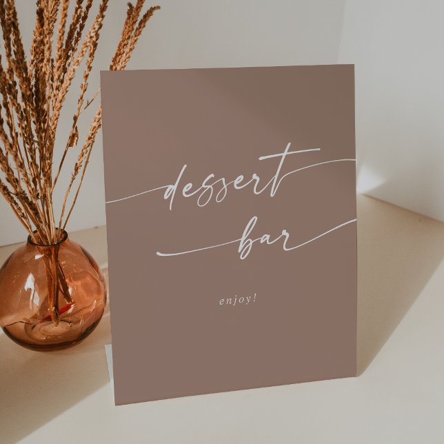 Signe De Table Boho Chic Neutral Taupe Dessert Bar Mariage (Boho Chic Neutral Taupe Dessert Bar Wedding Pedestal Sign)