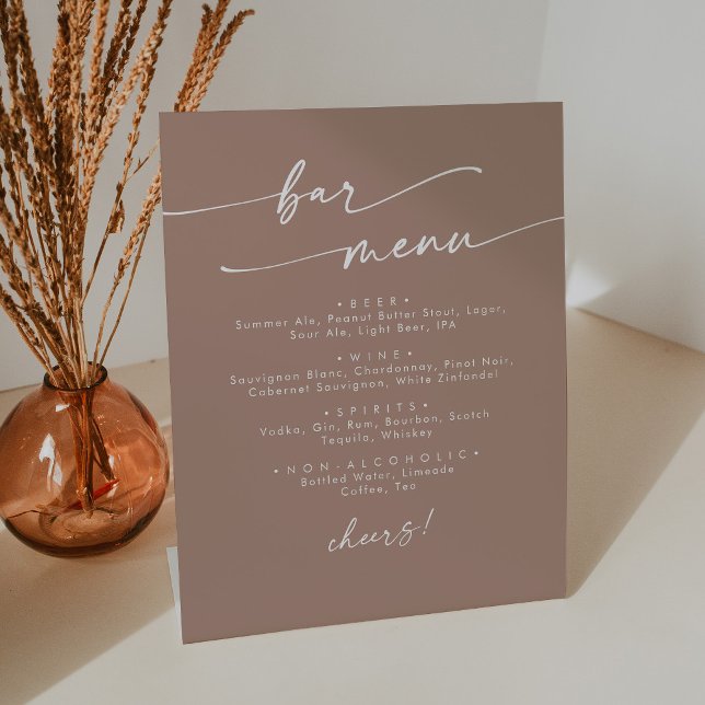 Signe De Table Boho Chic Neutral Taupe Mariage Bar (Créateur téléchargé)