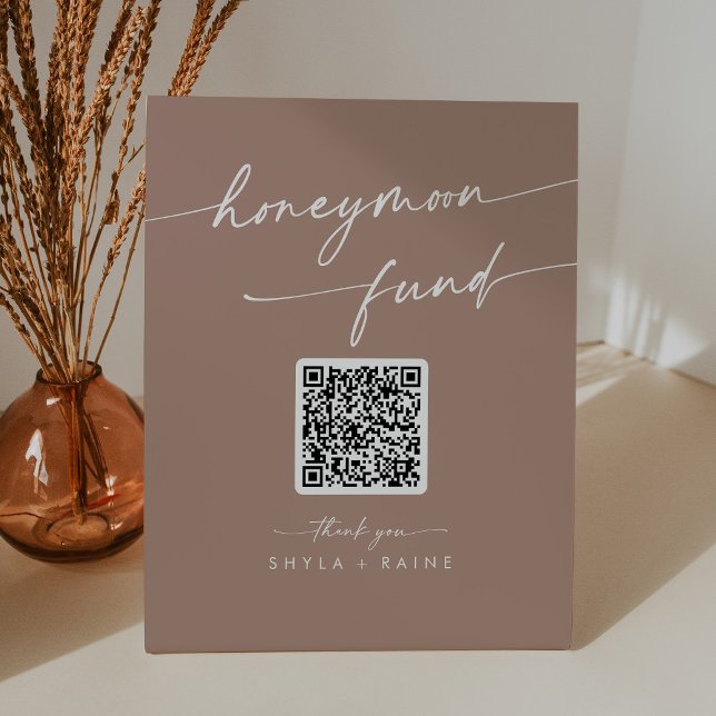Signe De Table Boho Chic Neutral Taupe Wedding Honeymoon Fund (Créateur téléchargé)
