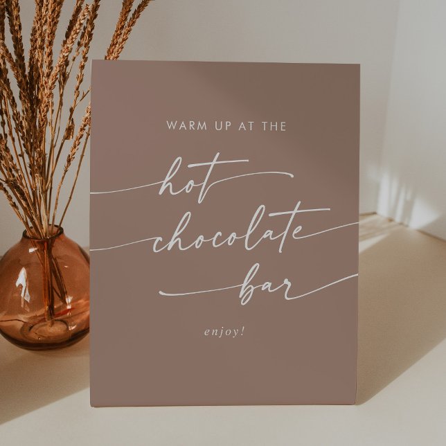 Signe De Table Boho Chic Neutre Taupe Chocolat Chaud Bar (Créateur téléchargé)