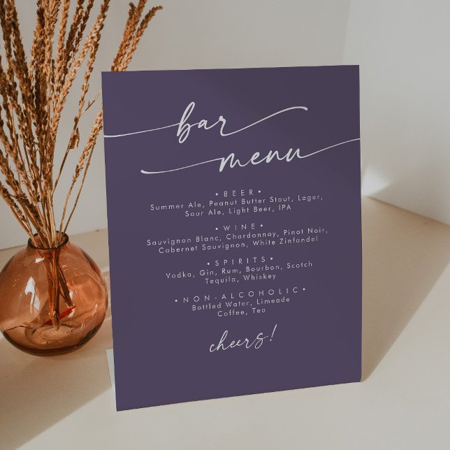 Signe De Table Boho Chic Plum Purple Mariage Bar (Créateur téléchargé)