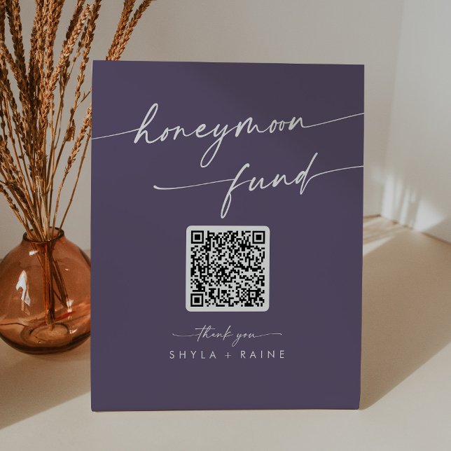 Signe De Table Boho Chic Plum Purple Wedding Honeymoon Fund (Créateur téléchargé)