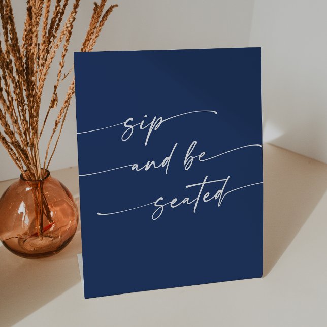 Signe De Table Boho Chic Royal Bleu Sip Be Seed Mariage (Créateur téléchargé)